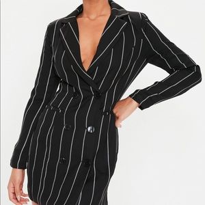 Missguided black pinstripe blazer dress